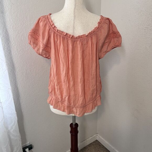 The General Good Stitch Fix Womens Peasant Top XL Orange Short Sleeve Cottagcore - Picture 5 of 10